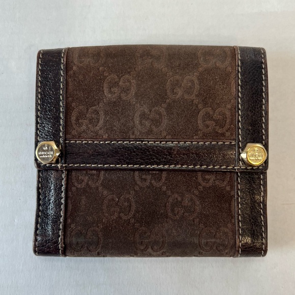 Gucci GG suede, compact,‎ leather wallet - Picture 1 of 16